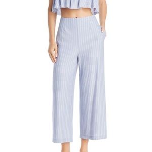 Cropped blue and white striped pants